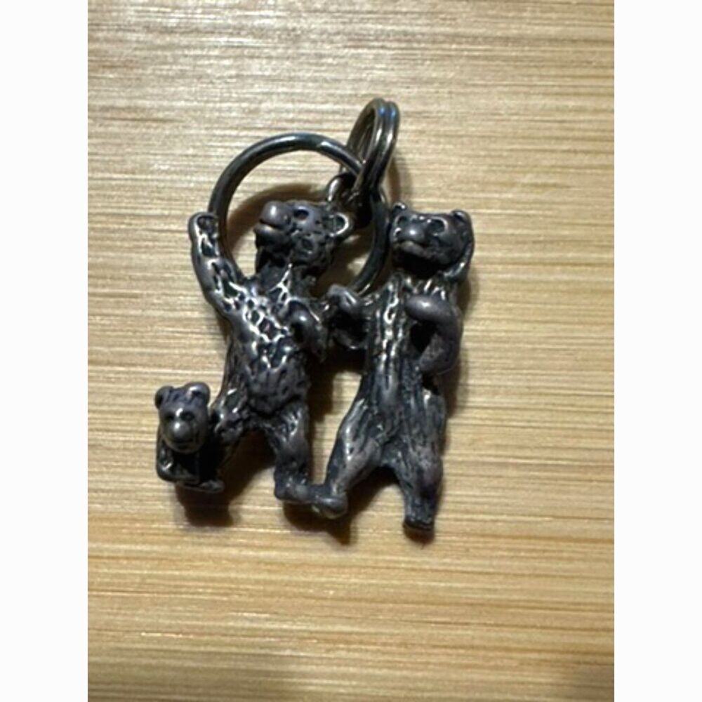 Sterling 2 Bears with Cub Pendant Not Marked Tested